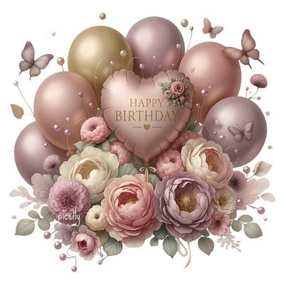 Happy Birthday Ballon PNG – Vintage Romance, Geburtstag Clipart, Design edle Geburtstagskarte, Geburtstagsparty
