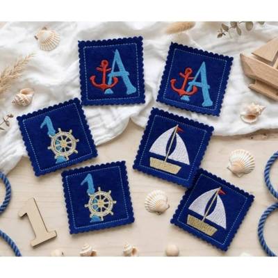 Stickdatei Maritim Paarspiel Buchstaben und Zahlen In the Hoop Set 725