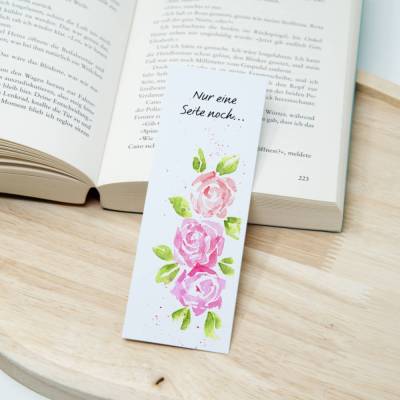 Papier Lesezeichen Leseratten Spruch | Nur eine Seite noch | Aquarell Zeichnung