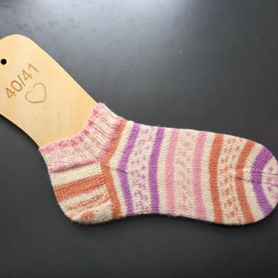 Sneaker-Socken Kurzsocken Gr. 40/41 handgestrickt 4 fädig
