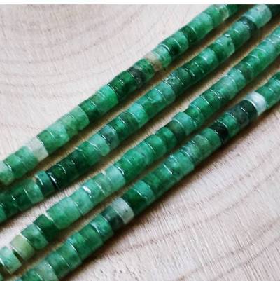 grüne Erdbeerquarz Perlen Heishi 6x3,5 mm Strang