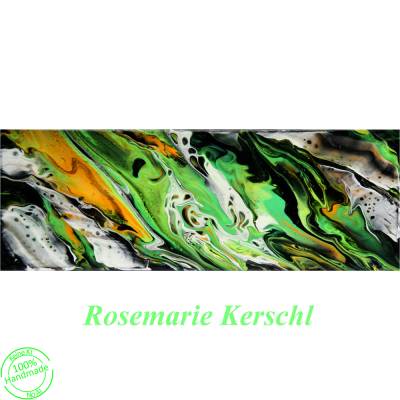 Neon Black Pouring Unikat Acrylbild 20 x 50 cm – Modernes handgemaltes Acrylkunstwerk