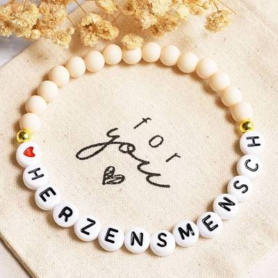 Perlenarmband Herzensmensch, Freundschaftsarmband, Geschenk, Mutmacher, Armband Boho Hippie, handmade, Mitbringsel