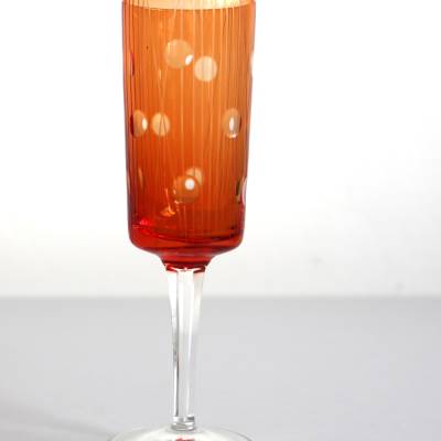 Vintage Sektglas orange mit Punkten