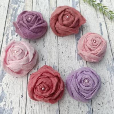 6 KLEINE ROSEN, Deko & Accessoires, Farben Lila/Altrosa/Rosa/Mauve