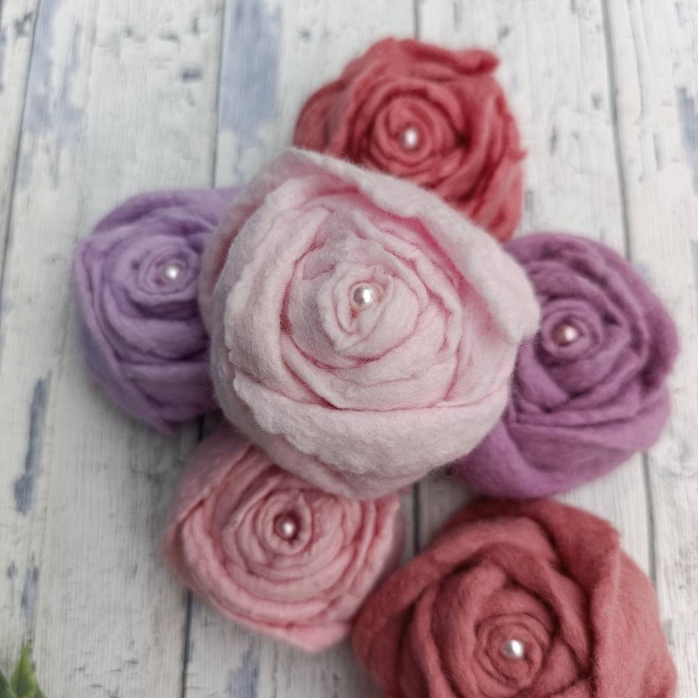 6 KLEINE ROSEN, Deko & Accessoires, Farben Lila/Altrosa/Rosa/Mauve