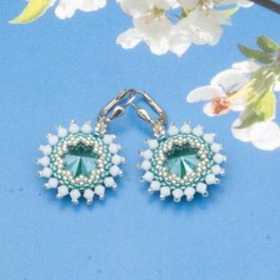 bohemian Ohrringe türkis weiß, Ohrhänger, Glasperlen, Strandschmuck, Geschenkidee Frau Braut, Unisex, handgemacht Unikat