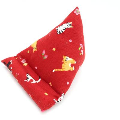 Handysitzsack Rot Katze – Fröhliche Katzen Handyhalterung aus Baumwolle mit Blüten, Geschenk für Katzenliebhaber