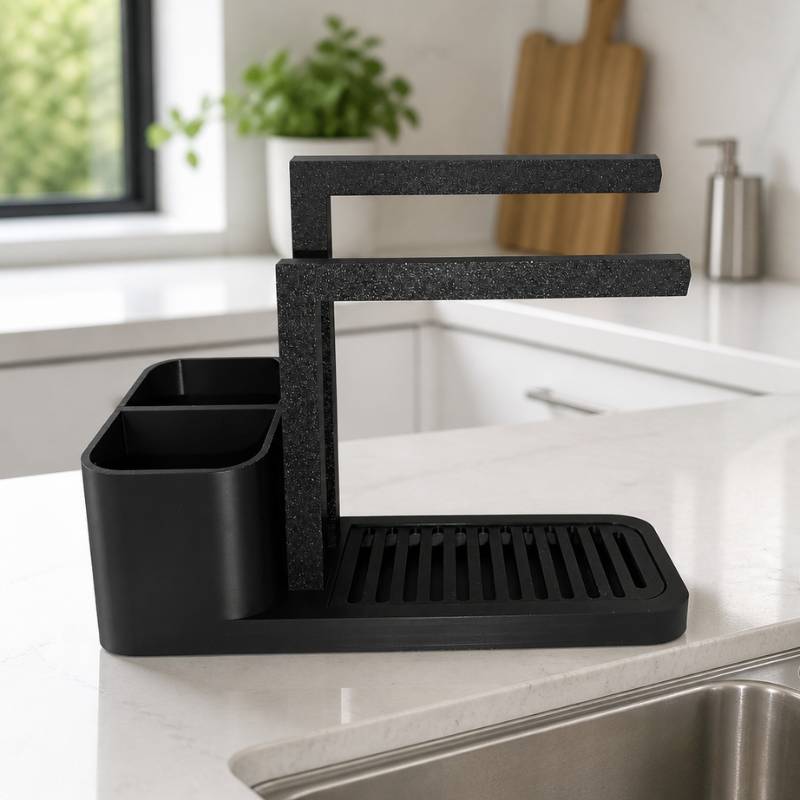 2-in-1 Küchen Organizer mit Abtropfgestell und herausnehmbarer Ablagefläche – Wunschfarbe