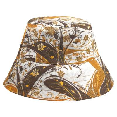 Sommerhut Bucket Hat zum Wenden unisex Fantasy Brown – Handgemachter Baumwollhut Größe L