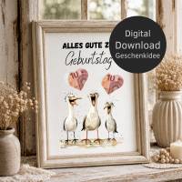 Geldgeschenk Geburtstag Möwe | Wunscherfüller | Last Minute Geburtstagsgeschenk zum selbst ausdrucken | Digital Download