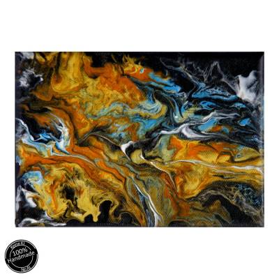 Modern Pouring Unikat Acrylbild 13 x 18 cm – Handgemaltes Acrylkunstwerk mit Metallic-Effekt