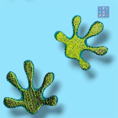 Gecko-Spur/Tatzen Aufnäher – Stickapplikation in Wunschfarbe – exotisch, farbenfroh, gestickt – verschiedene Größen