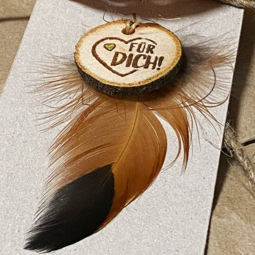 Geschenkanhänger "FÜR DICH", nachhaltiger Mini-Geschenkanhänger aus Holz, Holzscheibe mit Gravur