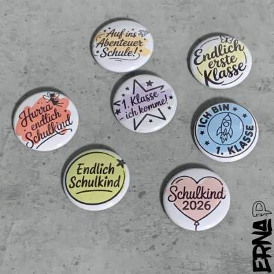 Schulkind 2026 Buttons zum Schulanfang - Einschulung