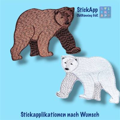 Eisbär oder Braunbär – flauschige Stickapplikationen in Wunschgröße