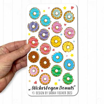 Stickerbogen Donuts fröhlich bunt zum Verzieren von Kalender Planer Freundebuch Fotoalbum Geschenk