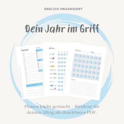 Wochenplaner PDF – 14 Seiten, DIN A5,12 Monatsblätter (Januar bis Dezember) & Monats-Check,Casual Habit Tracker