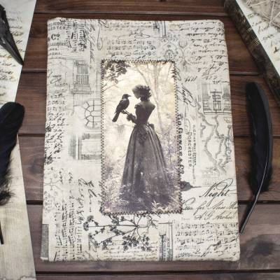 Buchtasche Ravens Lady für Taschenbücher & Hardcover | gepolsterte Buchhülle aus Stoff | handgefertigt