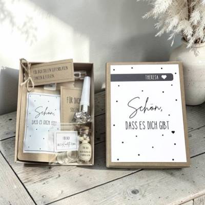 Personalisiertes Geschenkset für Frauen, beste Freundin, Schwester, Geschenkidee, Geschenkbox -Schön, dass es dich gibt