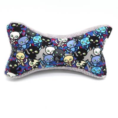 Leseknochen Katze – Ergonomisches Nackenkissen mit Katzenmotiv, handgemacht, grau, Geschenk für Katzenliebhaber