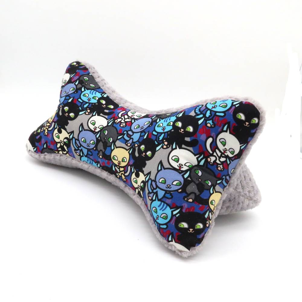 Leseknochen Katze – Ergonomisches Nackenkissen mit Katzenmotiv, handgemacht, grau, Geschenk für Katzenliebhaber Bild 3