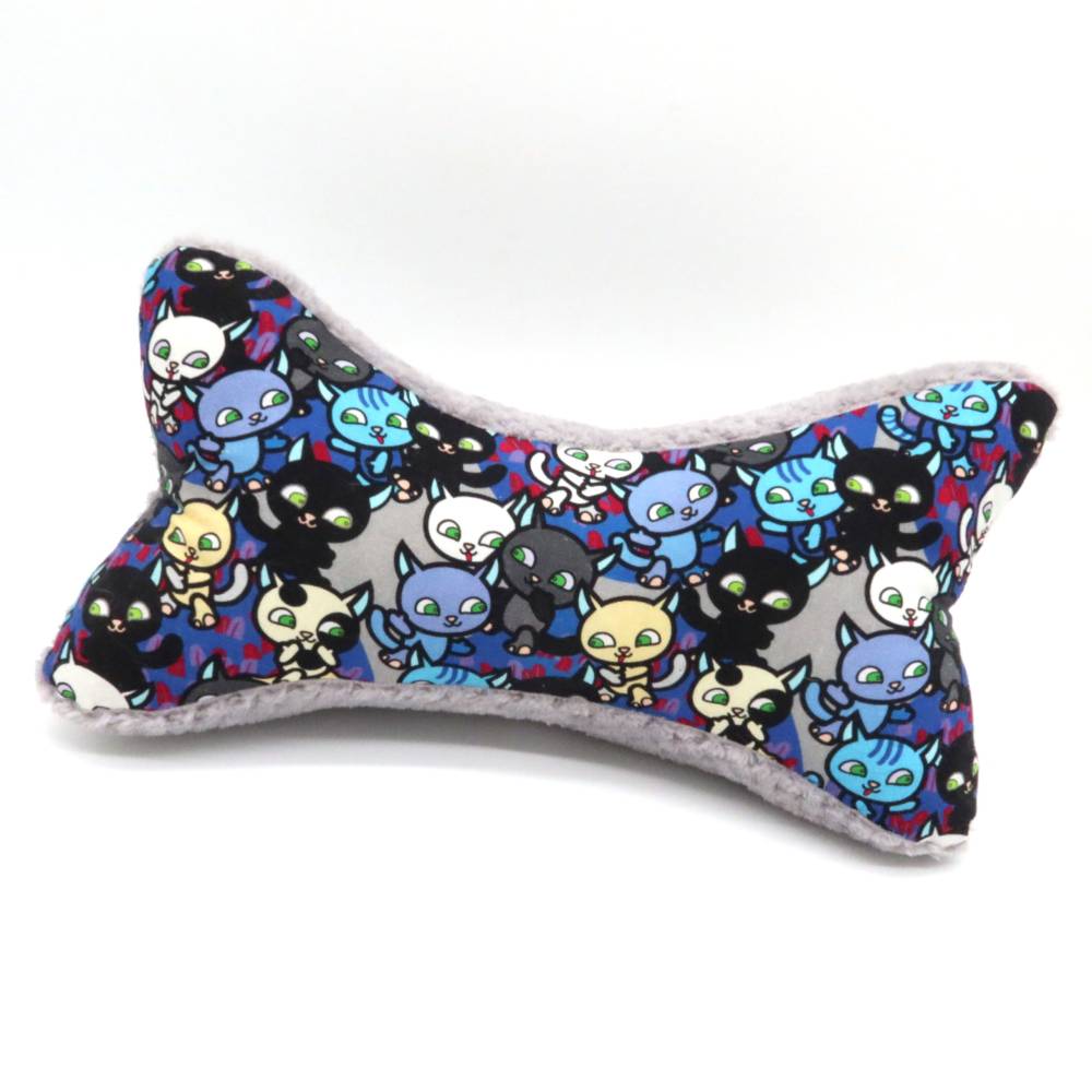 Leseknochen Katze – Ergonomisches Nackenkissen mit Katzenmotiv, handgemacht, grau, Geschenk für Katzenliebhaber Bild 4