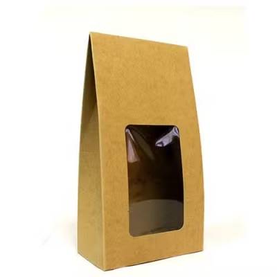 Geschenkbox 10 Stk. Kraftkarton mit Fenster 21x11x6 cm Faltbare Geschenkverpackung für Süßigkeiten & Kunsthandwerk