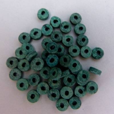 Keramikperlen, Scheibe, petrol matt, Spacer, 9x3mm, Schmuckherstellung, Perlen, Keramik