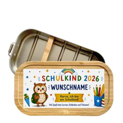 Personalisierte Brotdose Einschulung 2026 mit Wunschname | Schulkind Eule | Lunchbox 700 ml Geschenk Schulanfang