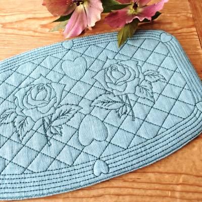 Stickdatei Untersetzer Quilt Optik Rose Blume