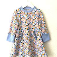 Kleid für Mädchen, aus Jersey, hellblau, Motiv: Retro Eye
