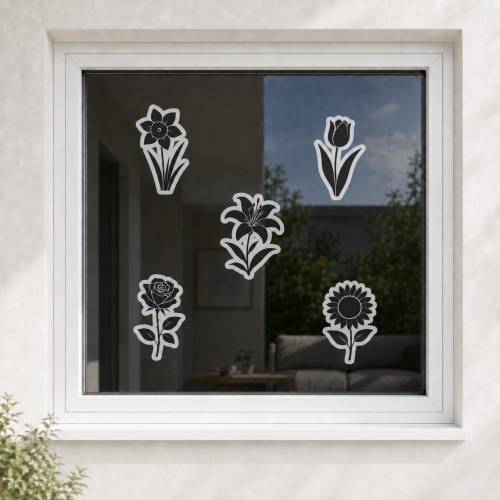 Vogelretter 3D-Druckvorlage – 10 Blumenmotive für Fensterscheiben als mehrfarbige 3MF-Dateien