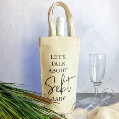 Flaschentasche Baumwolle – nachhaltige Geschenkverpackung für Wein & Sekt | wiederverwendbar, Geburtstag