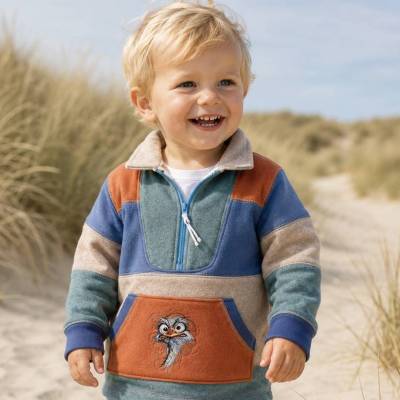 Troyer aus Baumwollfleece Pullover mit Stickerei in Gr. 98