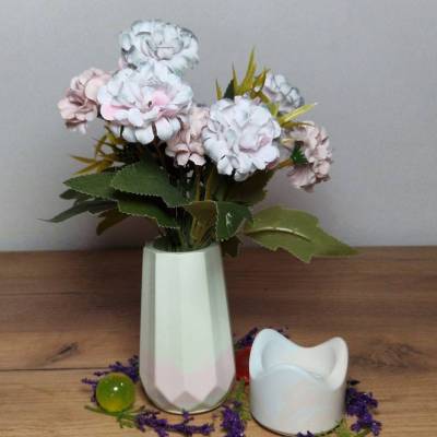 Minimalistisches Raysin Deko-Set – Handgefertigte Vase & Teelichthalter in Pastell • Unikat aus Zwickau