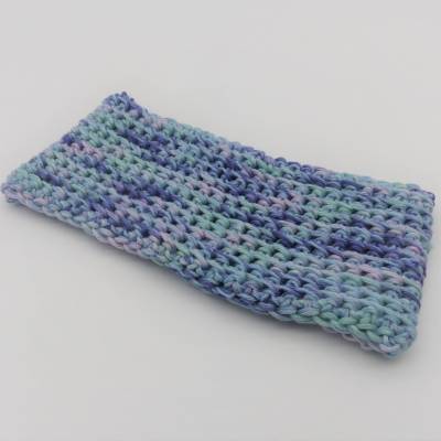 Gehäkeltes Stirnband blau grün pastell – Handgemachte Ohrenwärmer, Einzelstück, beidseitig tragbar