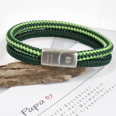 Segeltau Armband Männer mit personalisierbarem Edelstahlverschluss - Herrenarmband mit Gravur 