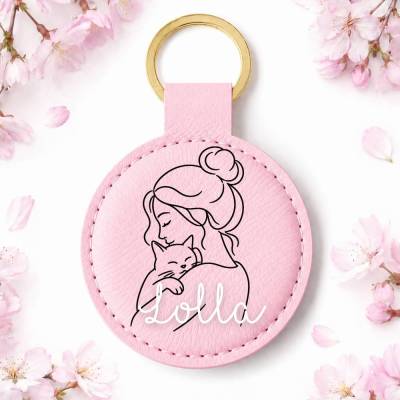 Personalisierter Schlüsselanhänger Katze mit Name – Geschenk für Katzenmama & Katzenliebhaber – Katzenmotiv mit Wunschna