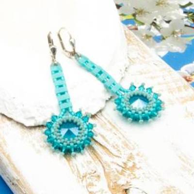 Ohrringe, Geburtstag Frau Freundin, türkis, Ohrhänger, Schmuck, Geschenkidee, boho Strandhochzeit, handgemacht Unikat