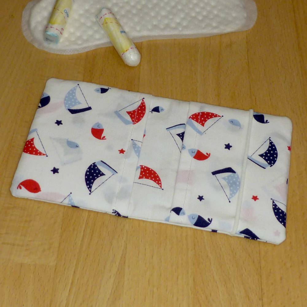 Tampontasche, Kosmetiketui, Minitäschchen aus Biobaumwolle, Handarbeit Bild 3