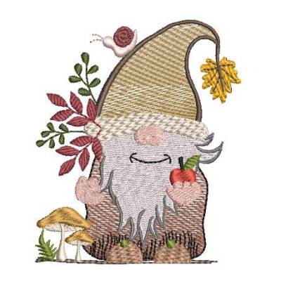 Stickdatei Herbst Wichtel Laub
