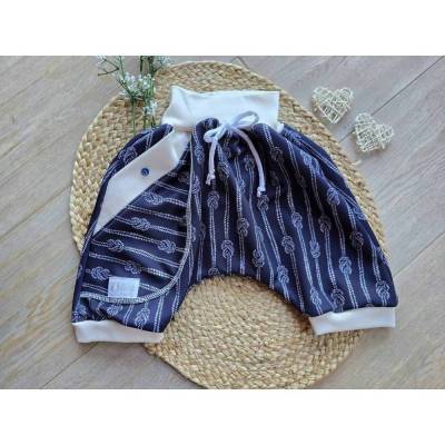 Maritime Kinder Shorts mit Seil Gr.110/116 - & Knotenmuster – Handmade Unikat, kurz Hose Sommerhose