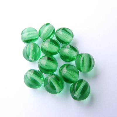 30 Glasperlen Melonenperlen 6 mm grasgrün transparent
