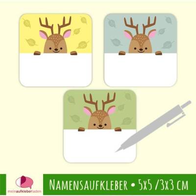 Quadratische Blanko Namensaufkleber zum Selbstbeschriften | Hirsch