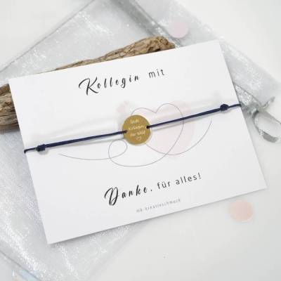 Kollegin mit Herz personalisierbares Armband - Plättchen aus Edelstahl mit Karte