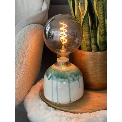 Tischlampe Nachttischlampe Tischleuchte "blauer Tropfen" aus Steingut Keramik