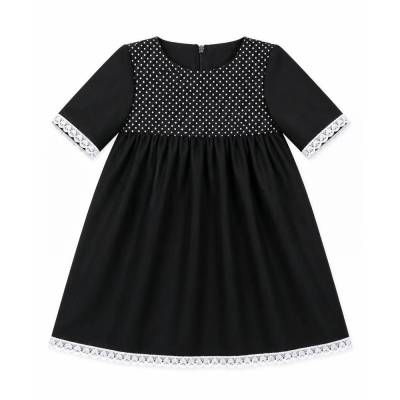 Kinder Kleid Akari in schwarz weiß Polkadots aus Baumwolle | Unikat | Handarbeit auf Bestellung