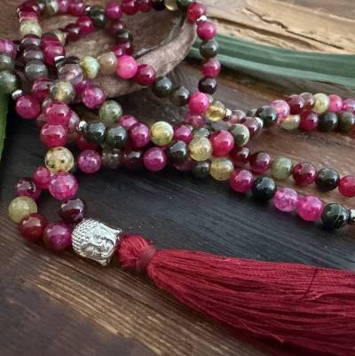 Mala Kette - Achat & Buddha, Edelstahl