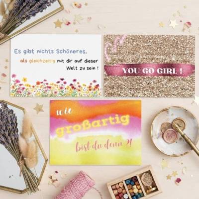 Postkarten Set - Support und Empowerment | 3 Karten um Freude und Zuspruch zu schenken